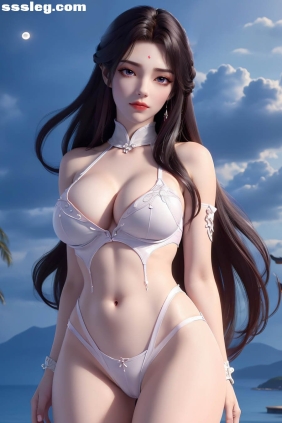 [AI绘画] 月婵 白色泳装[52P218M]