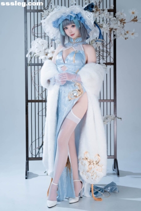 面饼仙儿 柴郡 猫猫 蓝旗袍[40P438M]
